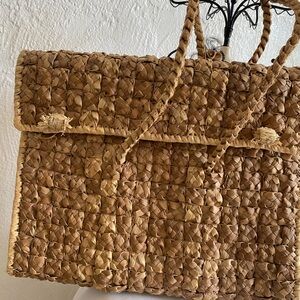 Chic Woven Tote Bag in Natural Brown and Tan colors